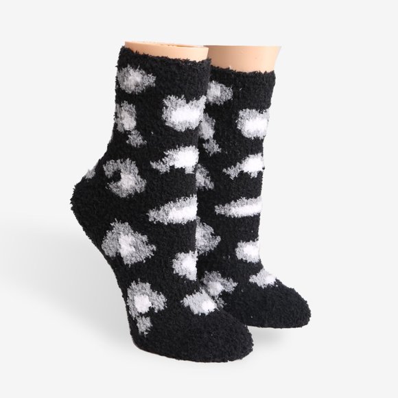 P/S 6 pairs Pack! Leopard Print Fuzzy/Soft/Cozy Mini-Crew Socks·Sleep·ComfyLuxe - Picture 3 of 6